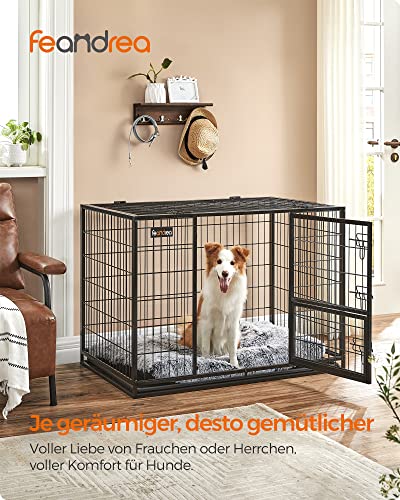 Heavy Duty Dog Crate Box Pet Crate 42 x 27.5 x 29.5 Inch for Large and Medium Dogs Safe 2 Removable Doors Easy Clean Puppy Run XL Black