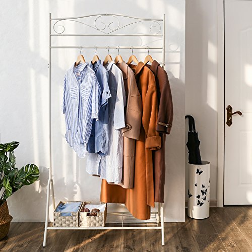 New Garment Coat Rack Clothes Rail Hanger 173 x 90 x 44.5 cm Cream