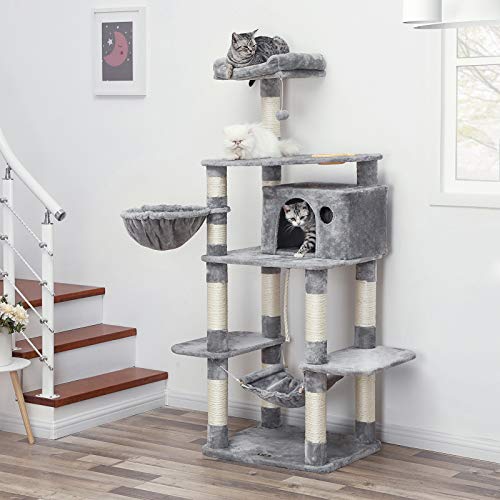 Cat Tree, Play Tower 164 cm, Light Grey