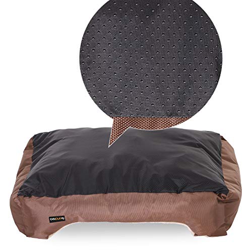 Dog Bed, Dog Sofa, Reversible Cushion, 65 x 55 x 20 cm, Brown