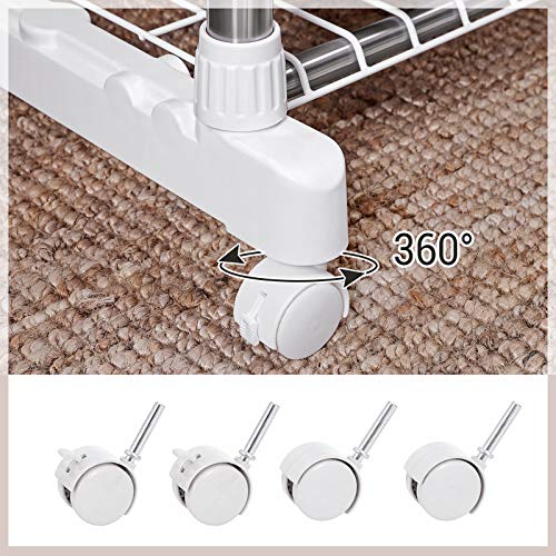 Clothes Rails, Double Hanging Rails with 2-Tier Shelves, Telescopic Extendable Coat Rack with Casters, Stainless Steel Coated Iron Pipes, 154 x 42 x 172 cm by