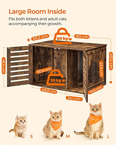 Cat Litter Tray Cabinet with Doors for Cat House Cat Litter Tray Easy Assembly Vintage Brown