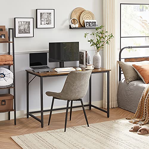 Writing Desk, Computer Desk, Small Office Table, 120 x 60 x 75 cm, Study, Home Office, Simple Assembly, Steel, Industrial Design, Rustic Brown and Black