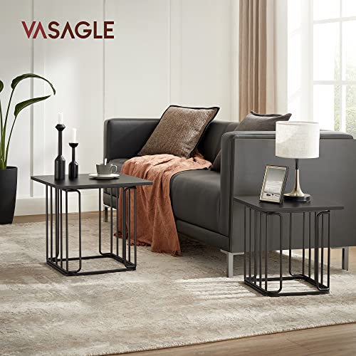 Side Table, Coffee Table, Set of 2, Living Room Table, Sofa Table, Steel Frame, Table Top as Tray, for Small Spaces, Black