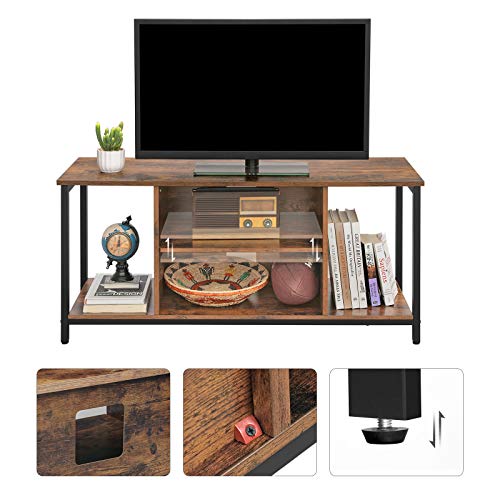 TV Stand for TV up to 50 Inches, TV Cabinet with Open Shelves, TV Console for Living Room, Entertainment Room, Rustic Brown and Black