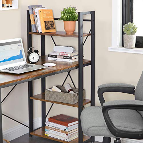 Computer Desk, 120 cm Writing Desk with Storage Shelves on Left or Right, Stable, Easy Assembly, for Home Office, Industrial Style, Rustic Brown and Black