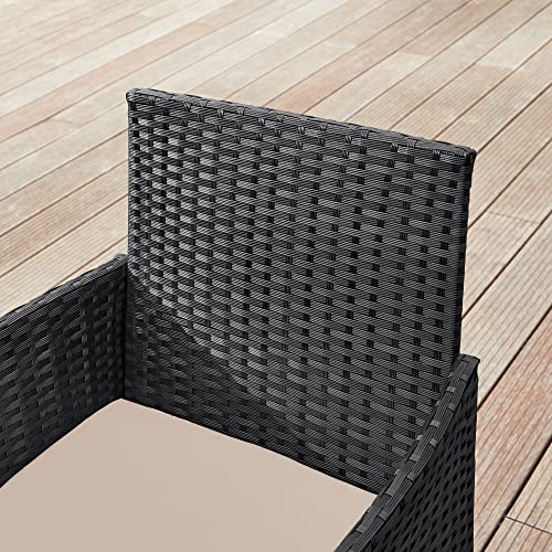 Balcony Garden Furniture Set PE Polyrattan Lounge Set Patio Furniture Outdoor for Patio Balcony Garden Black Taupe