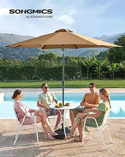 290 cm Garden Parasol Umbrella, UPF 50+, Sun Shade, 30° Tilt in 2 Directions, Crank Handle for Opening and Closing, for Outdoor Gardens Pool Balcony Patio, Base Not Included, Taupe