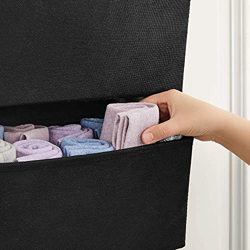 Over-Door Storage with 4 Pockets, Wall Hanging Storage Organiser, Practical and Spacious, for Children’s Room Office Bedroom, 33.5 x 12 x 100 cm, Black