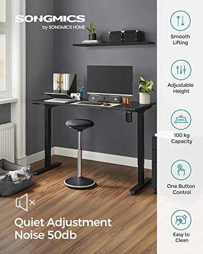 Height-adjustable electric desk, 70 x 140 x (73-114) cm, table frame, desk stand, with table top, infinitely adjustable, steel, black