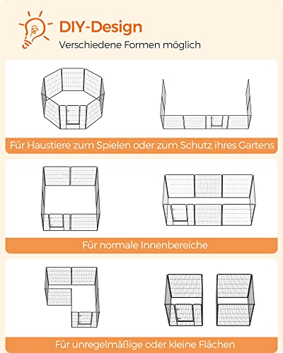 8-Panel Pet Playpen, Heave-Duty Dog Enclosure, 77 x 100 cm, Grey