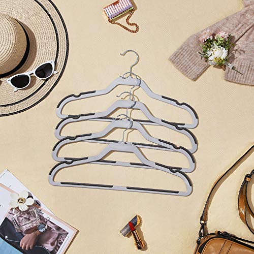 20 Pack Suit Hangers, Flat-Head Design with 360° Swivel Hook, Double Non-Slip Protection, Heavy Duty, for Garments Clothes Shirts Coats Suits, Grey