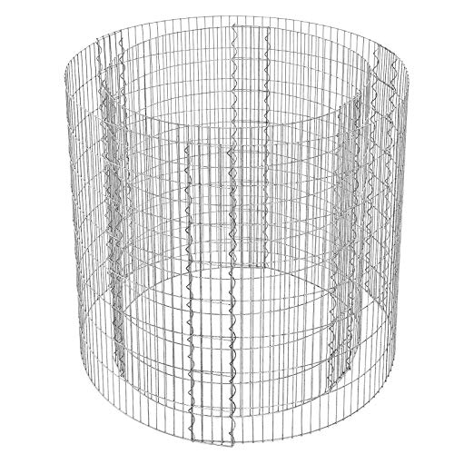 Tall Round Gabion for Stones, Metal Gabion Cage and Basket with Thick Grids 2.5 x 10 cm, Rust-Resistant Galvanised Steel, 90 x 80 cm (Dia. x H), Garden Flower Beds Decoration