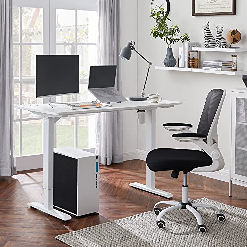 Electric Desk, Height-Adjustable, Desk Stand, Table Frame with Motor, 140 x 70 x (73-114) cm, Steel, White