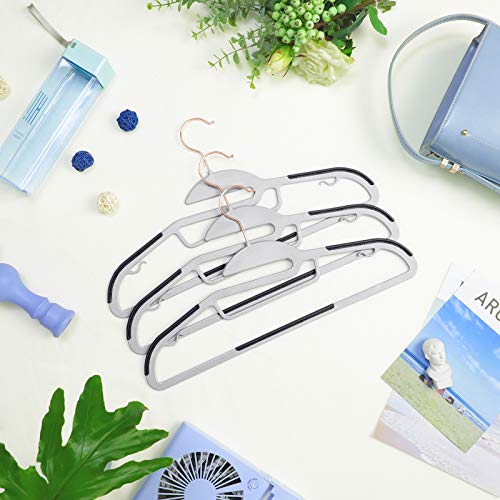 Set of 30 Plastic, S-Shaped Opening, Non-Slip and Space-Saving Hangers, Thickness 0.5 cm, Long 41.5 cm, 360 Degree Swivel Hook, Rose Gold, Grey , White, Standard