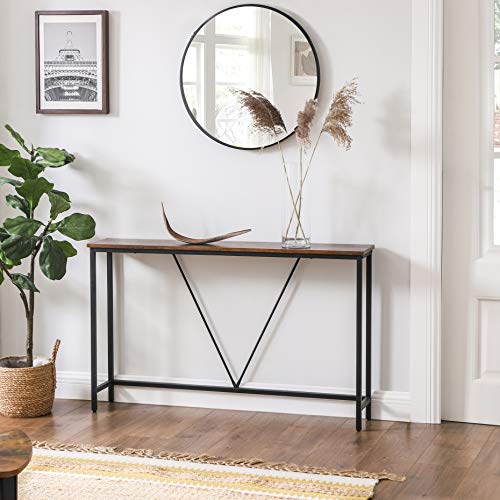 Console Table with Stable Steel Frame for Living Room Bedroom Entrance Industrial Style Vintage Brown and Black, Engineered Wood Alloy, 120 x 23 x 74 cm (L x W x H)