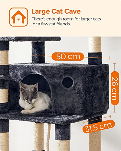 Cat Tree, XXL Cat Condo, 164 cm, Smoky Grey