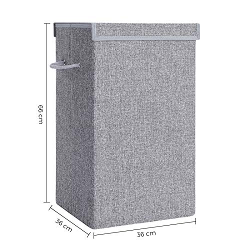 85L Laundry Hamper, Linenette Fabric Laundry Basket, Clothes Hamper with Magnetic Lid and Handles, Foldable, Removable Liner Bag, Grey