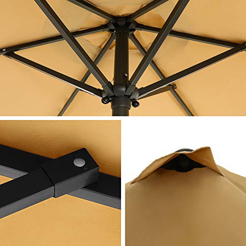 197 cm Garden Parasol Umbrella, UPF 50+, Sun Shade, 30° Tilt in 2 Directions, Crank Handle for Opening and Closing, for Outdoor Gardens Pool Balcony Patio, Base Not Included, Taupe