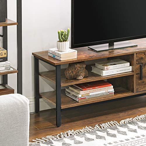 TV Cabinet for TVs up to 48 Inches, TV Stand, TV Table and Lowboard with Cabinet and 2 Shelves, Living Room, Hallway, 110 x 40 x 45 cm, Industrial Design, Rustic Brown