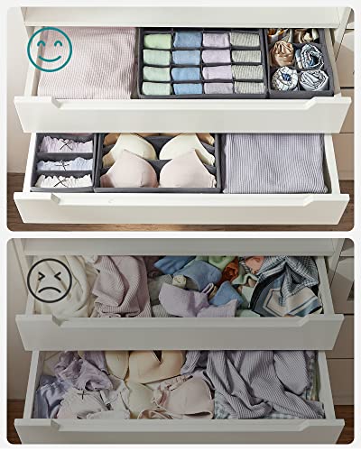 Underwear Drawer Organisers, Closet Underwear Storage for Bras, Socks, Ties, and Scarves, Foldable Fabric Storage Boxes, Set of 8, Grey