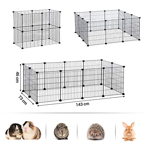 Guinea Pig Playpen, Indoor Rabbit Run Hutch Cage, Large Exercise Enclosure, DIY Metal Modular Fence for Hamster, Pet, Small Animals, Black