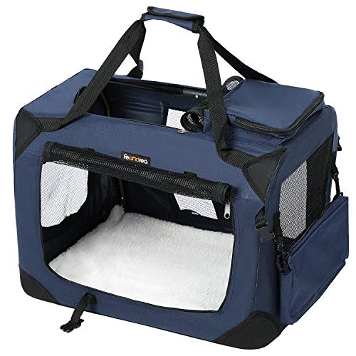 Dog Carrier, Folding Fabric Pet Carrier, 70 x 52 x 52 cm, Dark Blue