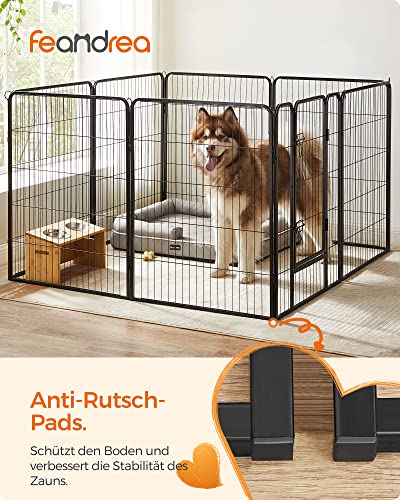 8-Panel Pet Playpen, Heave-Duty Dog Enclosure, 77 x 100 cm, Black