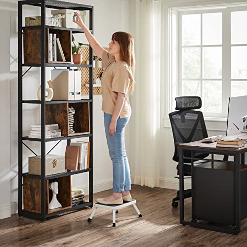 Step Ladder, Folding Step Stool, Steel, Meets EN 14183 Standard, Non-Slip Rubber Pad, for Bathroom, Kitchen, Load up to 150 kg, 37.5 x 26.5 x 17.5 cm, White