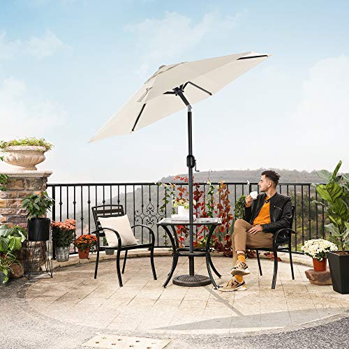 197 cm Garden Parasol Umbrella, UPF 50+, Sun Shade, 30° Tilt in 2 Directions, Crank Handle for Opening and Closing, for Outdoor Gardens Pool Balcony Patio, Base Not Included, Beige