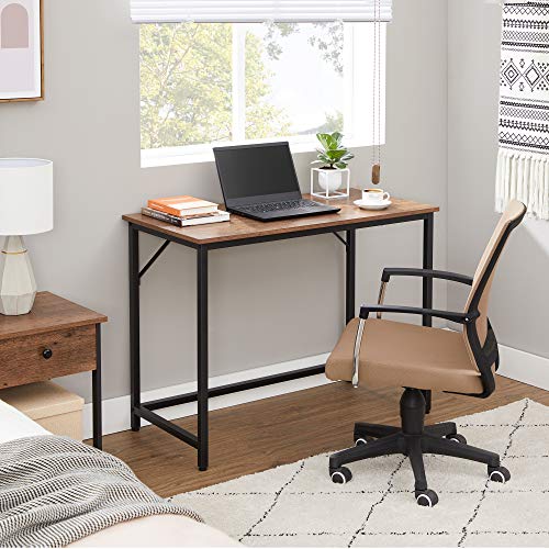 Computer Desk, Small Office Desk and Workstation, Work Desk for Home Office, Study, Bedroom, 50 x 100 x 75 cm, Industrial Style, Metal Frame, Hazelnut Brown and Black