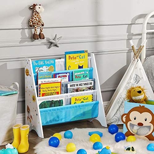 Kids’ Bookcase, Book Storage Shelf Organiser, with Anti-Tip Kit, for Children's Room, Playroom, Daycare, School, 62.5 x 28 x 60 cm, Space-Saving Design, White