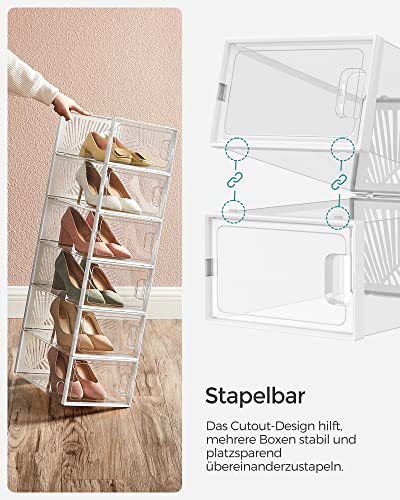 Shoe Boxes, Pack of 18 Shoe Storage Organizers, White