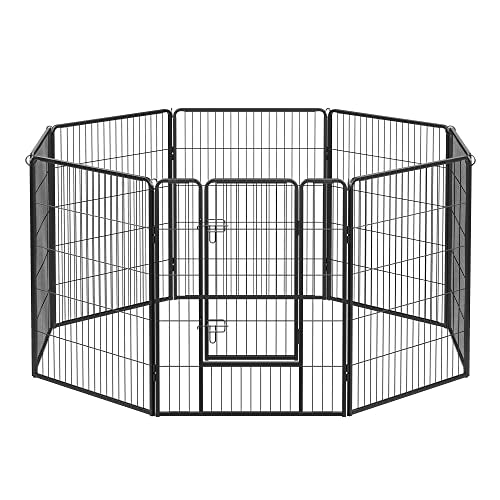 8-Panel Pet Playpen, Heave-Duty Dog Enclosure, 77 x 100 cm, Black