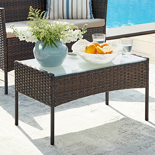 Balcony Garden Furniture Set PE Polyrattan Lounge Set Patio Furniture Outdoor for Patio Balcony Garden Brown Taupe