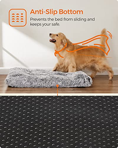 Dog Bed, Dog Cushion, Fluffy Dog Mat, Long Plush, 122 x 74 cm, Soft Padding, Machine Washable, Dog Basket, Multifunctional, Portable, Light Grey