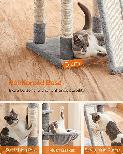 Cat Tree, XXL Cat Condo 172 cm, Light Grey