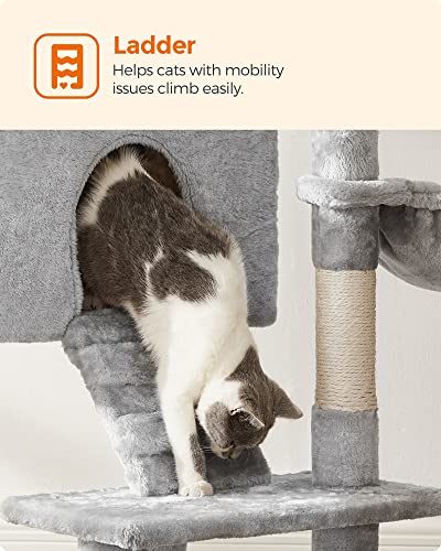 Cat Tree, Cat Tower 142 cm, Cat Activity Centre, Light Grey