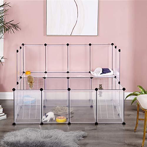 Guinea Pig Playpen, DIY Hutch Cage for Small Pet, White