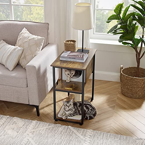 Cat Tree, End Table, Scratching Post and Mat, Rustic Brown