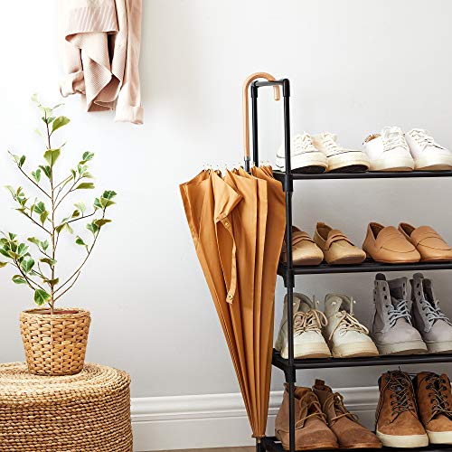 5-Tier Shoe Rack, Metal Shoe Storage Organiser, Stackable Storage Rack, Space-Saving, Freestanding Shelf, for Hallway, Bedroom, Living Room, Black