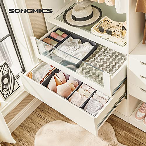 Drawer Organisers, Dresser Dividers, Set of 6, Foldable Fabric Storage Boxes for Socks, Underwear, Bras, Ties, Scarves, Grey