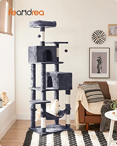 Cat Scratching Post 191 cm with Soft Plush Smoke Grey