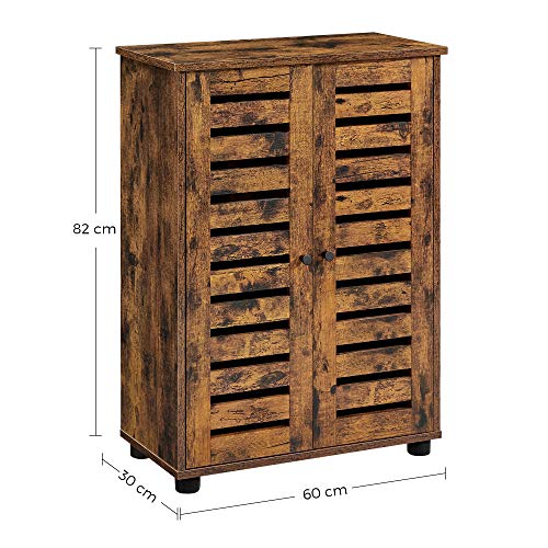 Bathroom Floor Cabinet, Storage Cabinet Unit, Multipurpose Cabinet, with 2 Louvred Doors, Adjustable Shelf, Sideboard, for Bedroom, Living Room, Kitchen, Rustic Brown