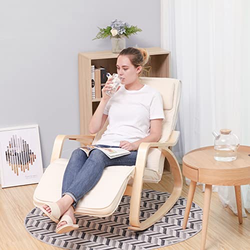 Sunlounger Relaxing Rocking Chair with Adjustable Footrest Max Load: 150 kg Beige