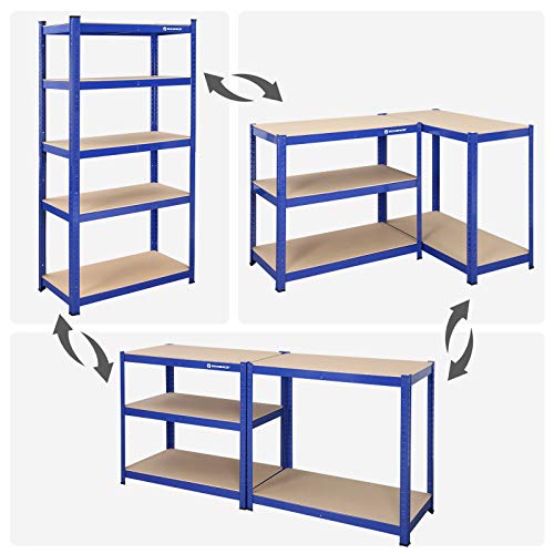 Shelving Unit, 5-Tier Heavy-Duty Storage Rack with Adjustable Shelves, Max. Load 875 kg (175 kg per Tier), for Garage, Shed, Basement, 180 x 90 x 40 cm, Blue