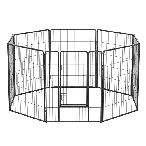 8-Panel Pet Playpen, Heave-Duty Dog Enclosure, 77 x 100 cm, Grey