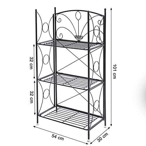 Bathroom Shelf / Flower Stand - Wrought-Iron Garden Shelf / Plant Shelf / Flower Shelf with 3 Tiers