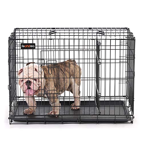 Dog Cage, Dog Crate with 2 Doors, 92.5 x 57.5 x 64 cm, Black