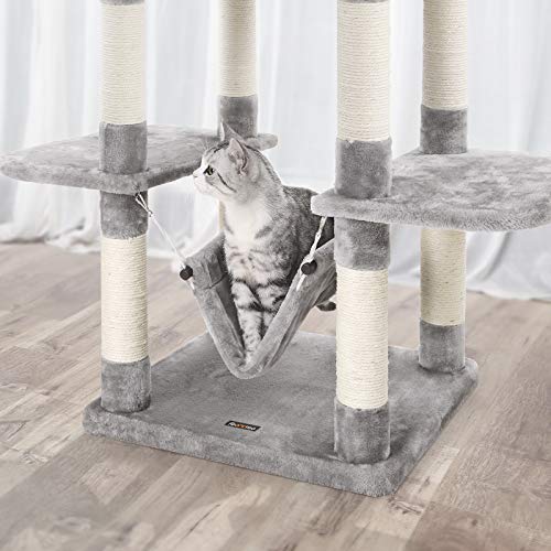 Cat Tree, Cat Condo with Hammock, Perch, Cat Tower, Light Grey